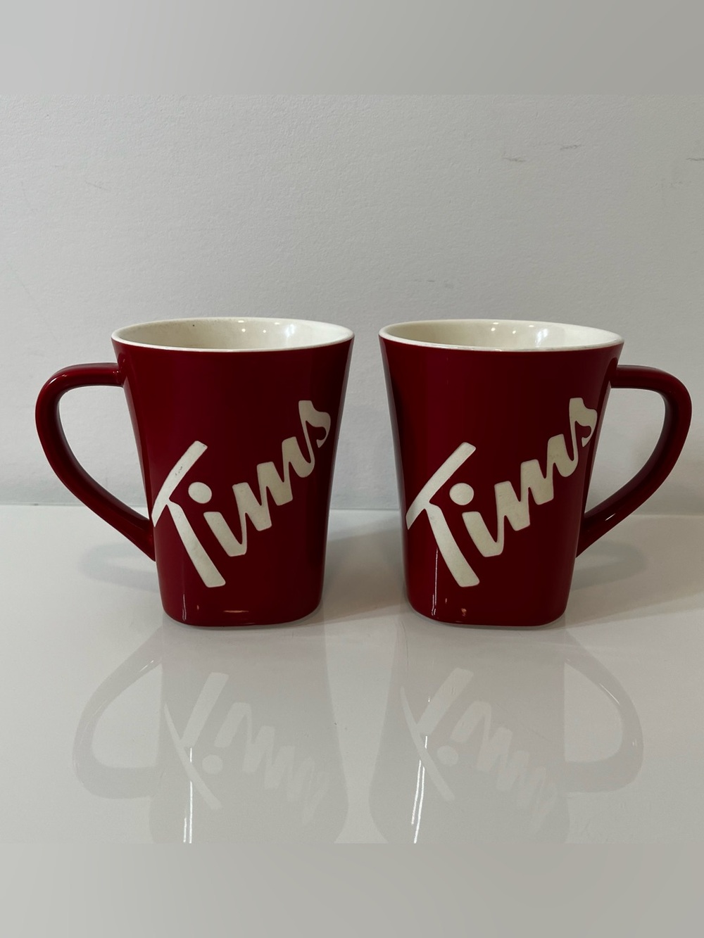 Tim Hortons 2013 Limited Edition Red Ceramic Coffee Mugs - Set of 2